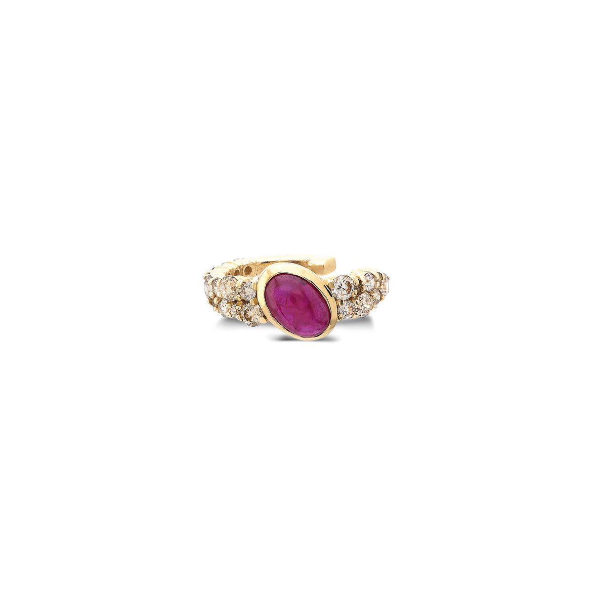 “Bodrum” Ear Cuff - Champagne Diamonds and Ruby (no piercing)