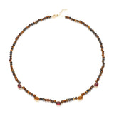 SAMPLE SALE Cabochon Bezel Beaded Strand - Tiger's Eye Strand and Rhodolite and Citrine