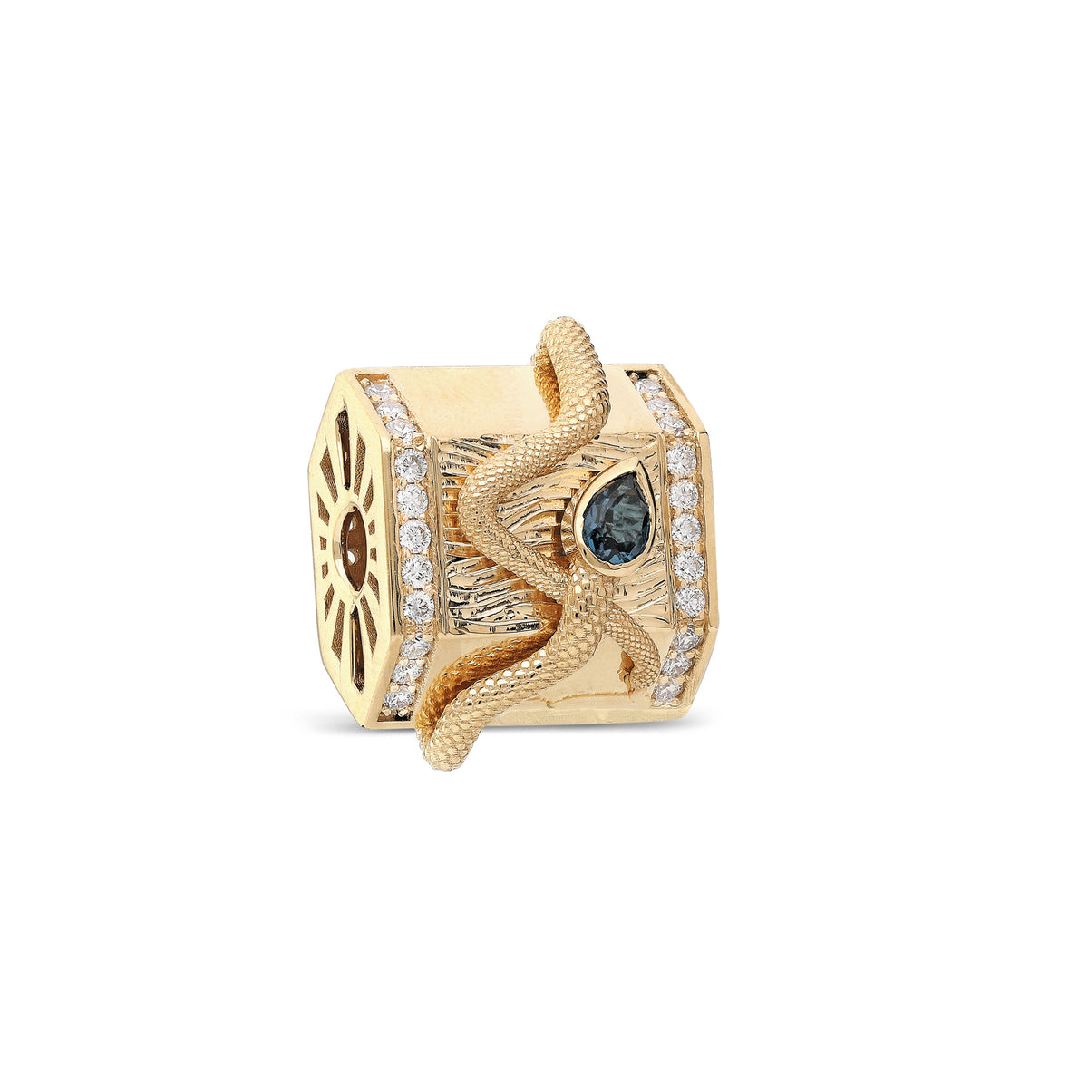 Yarí “Culebra” Nugget Charm Pendant - Emerald and London Blue Topaz
