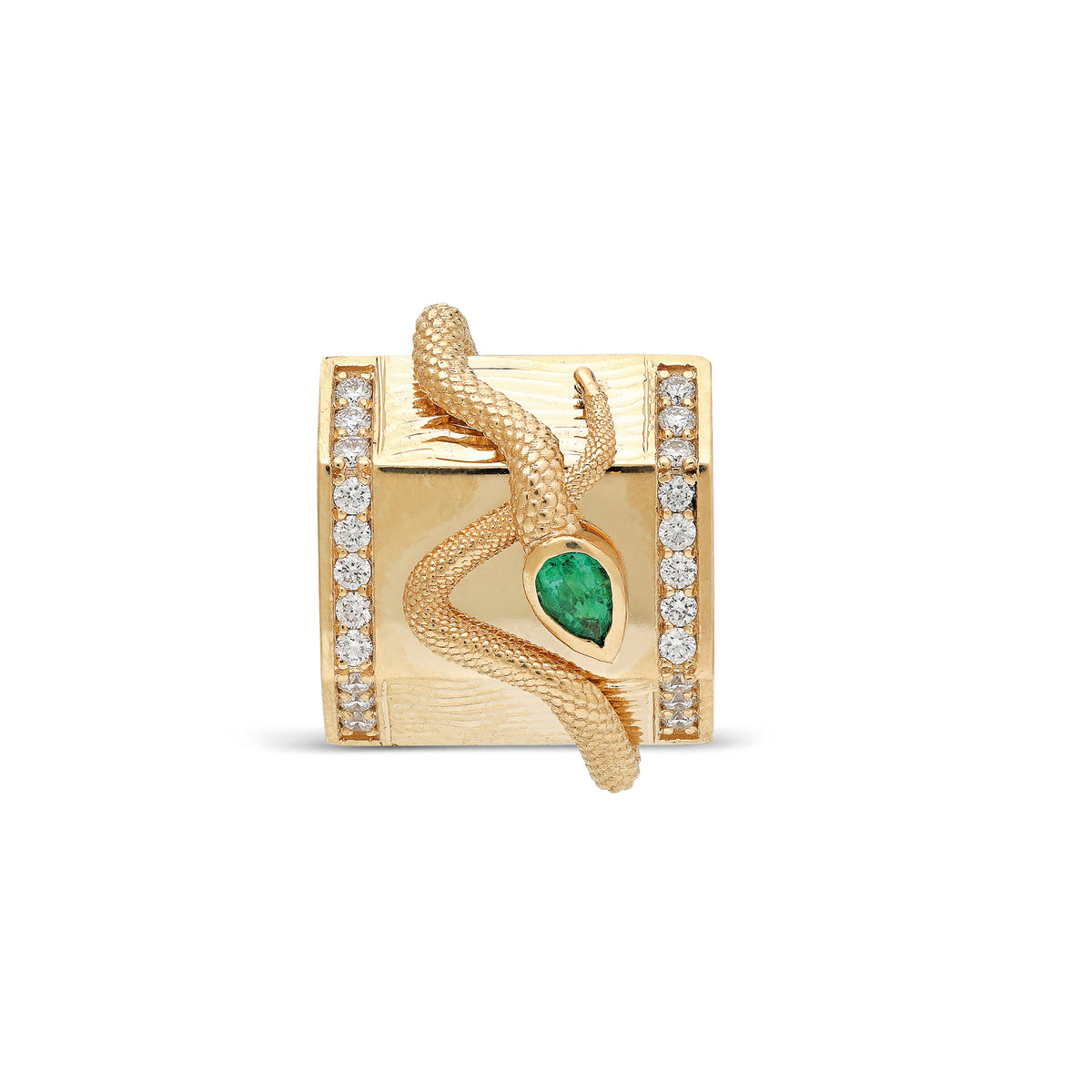 Yarí “Culebra” Nugget Charm Pendant - Emerald and London Blue Topaz
