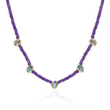 SAMPLE SALE Cabochon Bezel Beaded Strand - Amethyst Strand and Blue Topaz lo