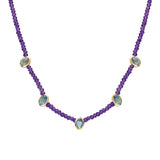 SAMPLE SALE Cabochon Bezel Beaded Strand - Amethyst Strand and Blue Topaz lo