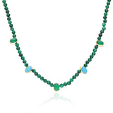 SAMPLE SALE Cabochon Bezel Beaded Strand - Malachite Strand and Turquoise and Green Onyx Stones
