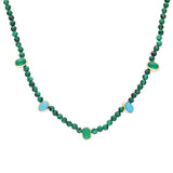 SAMPLE SALE Cabochon Bezel Beaded Strand - Malachite Strand and Turquoise and Green Onyx Stones
