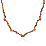 SAMPLE SALE Cabochon Bezel Beaded Strand - Tiger's Eye Strand and Rhodolite and Citrine