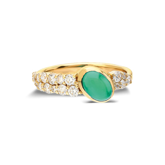 “Bodrum” White Diamond and Green Onyx Ring