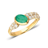 “Bodrum” White Diamond and Green Onyx Ring