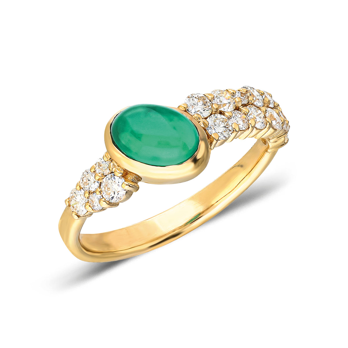 “Bodrum” White Diamond and Green Onyx Ring