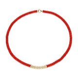 "Herencia" Beaded Strand - Coral and White Diamonds