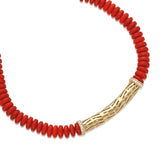 "Herencia" Beaded Strand - Coral and White Diamonds