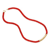 "Herencia" Beaded Strand - Coral and White Diamonds
