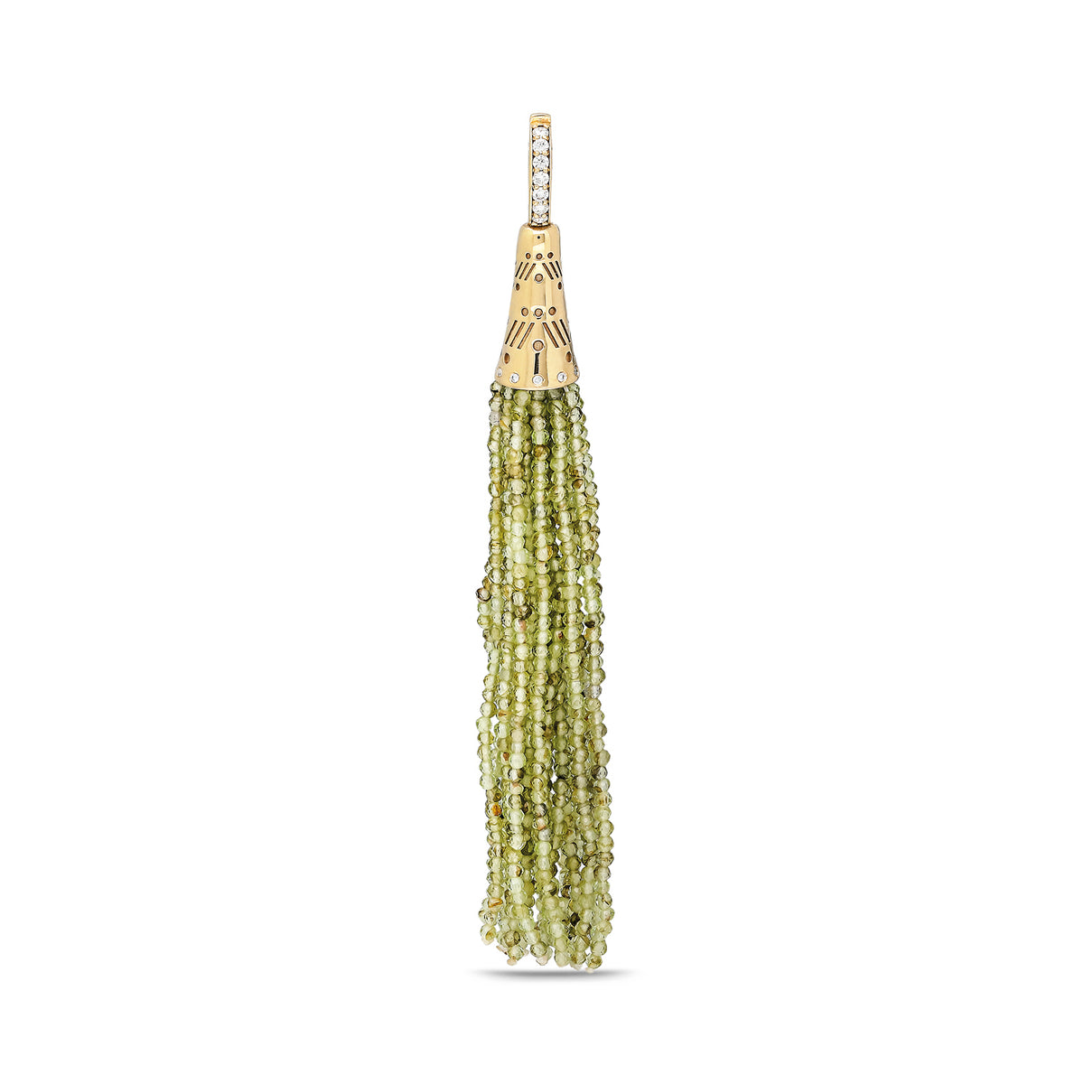 "Aguaviva" Tassel Pendant - Peridots and White Diamonds