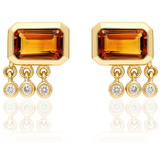 "Galata" Small Stud Earring - Citrine and Champagne Diamonds