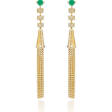 "Aguaviva" Gold Tassel Earring - White Diamonds and Emerald