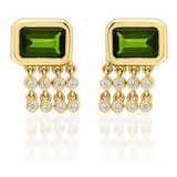 "Galata" Large Stud Earring - Chrome Diopside and Champagne Diamonds