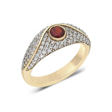 CUSTOM “Acu” Pavé Pinky Ring - White Diamonds and Ruby