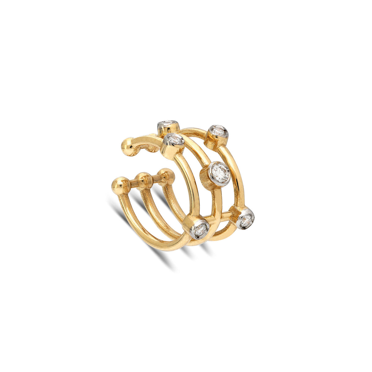 Triple Ring Bezel Ear Cuff