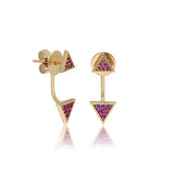 “Emblema” Triangle Ear Jacket - Yellow Gold and Pink Sapphires