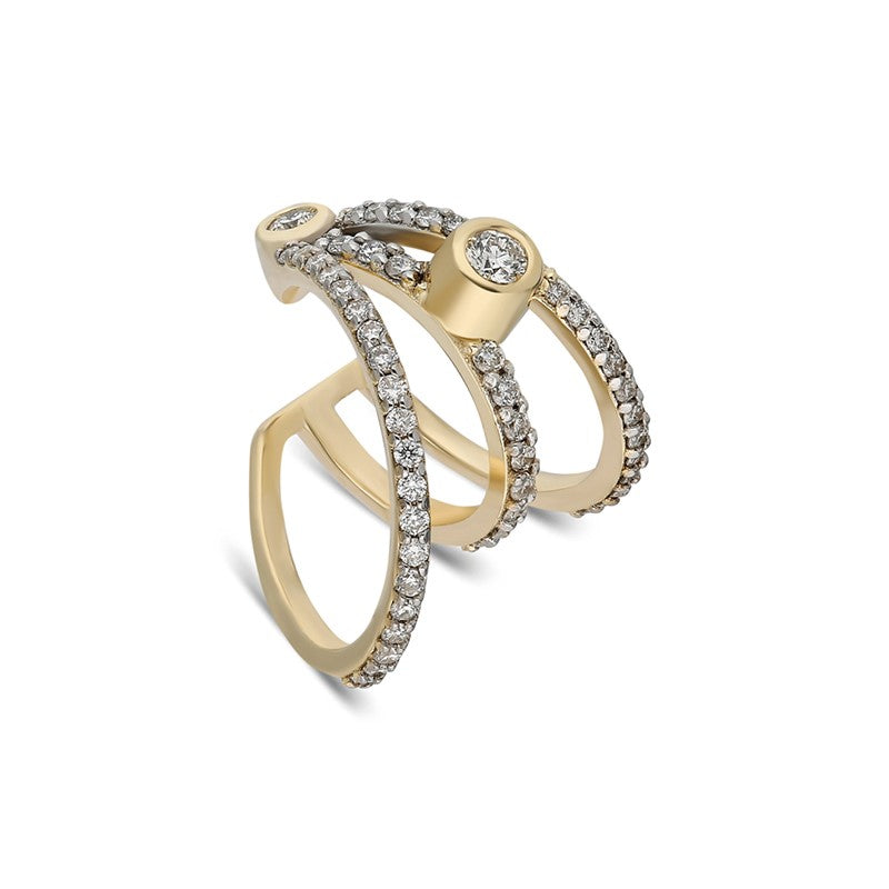 ¡Buenos Días! “Gala” Triple Ray White Diamond Ear Cuff (no piercing)