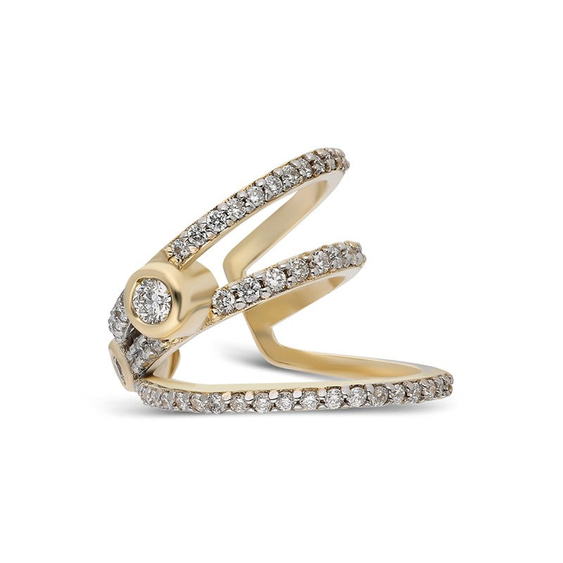 ¡Buenos Días! “Gala” Triple Ray White Diamond Ear Cuff (no piercing)