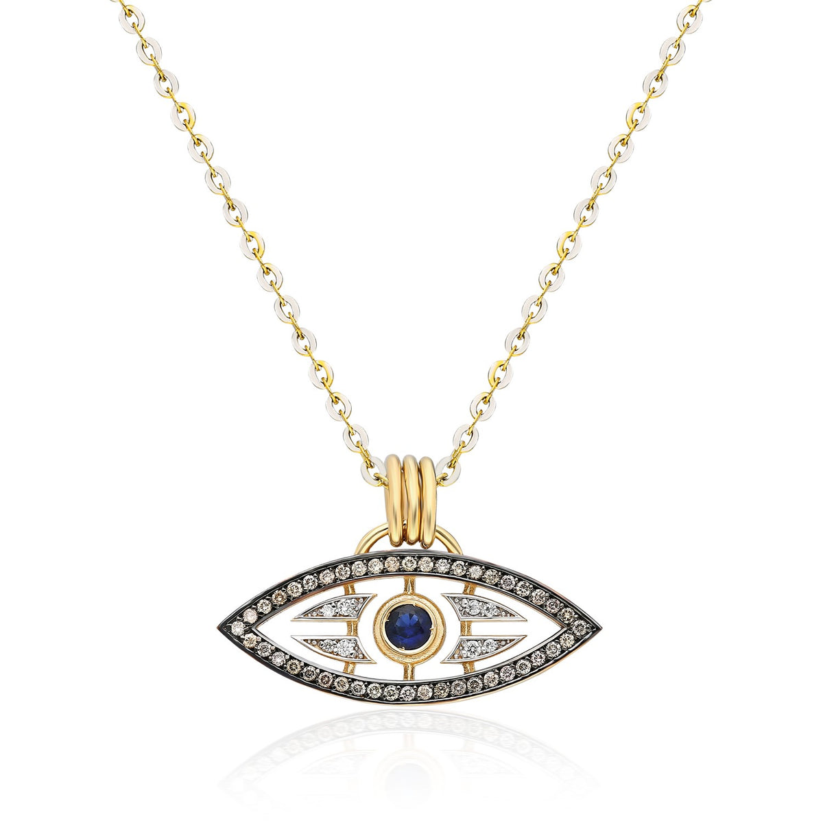 “Macu” Caribbean Eye Pendant - Diamonds and Blue Sapphire hi