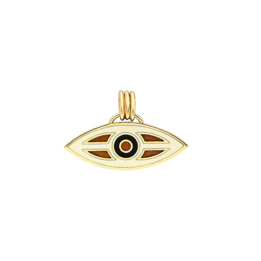 “Macu” Enamel Caribbean Eye Pendant - Cream