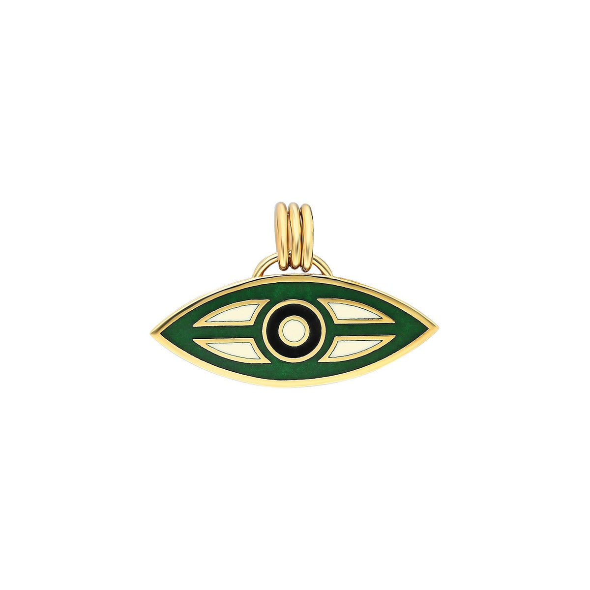 “Macu” Enamel Caribbean Eye Pendant - Forest Green