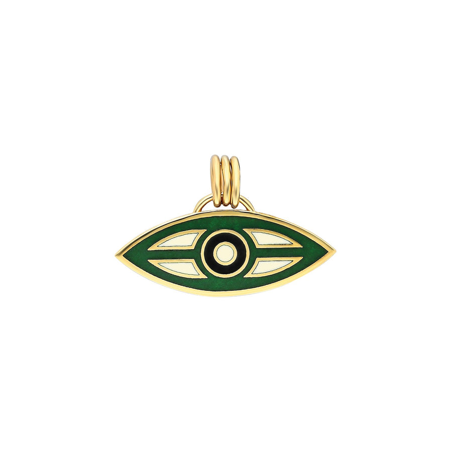 “Macu” Enamel Caribbean Eye Pendant - Forest Green