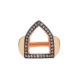 “Open Shield” Ring in Rose Gold and Cognac Diamonds