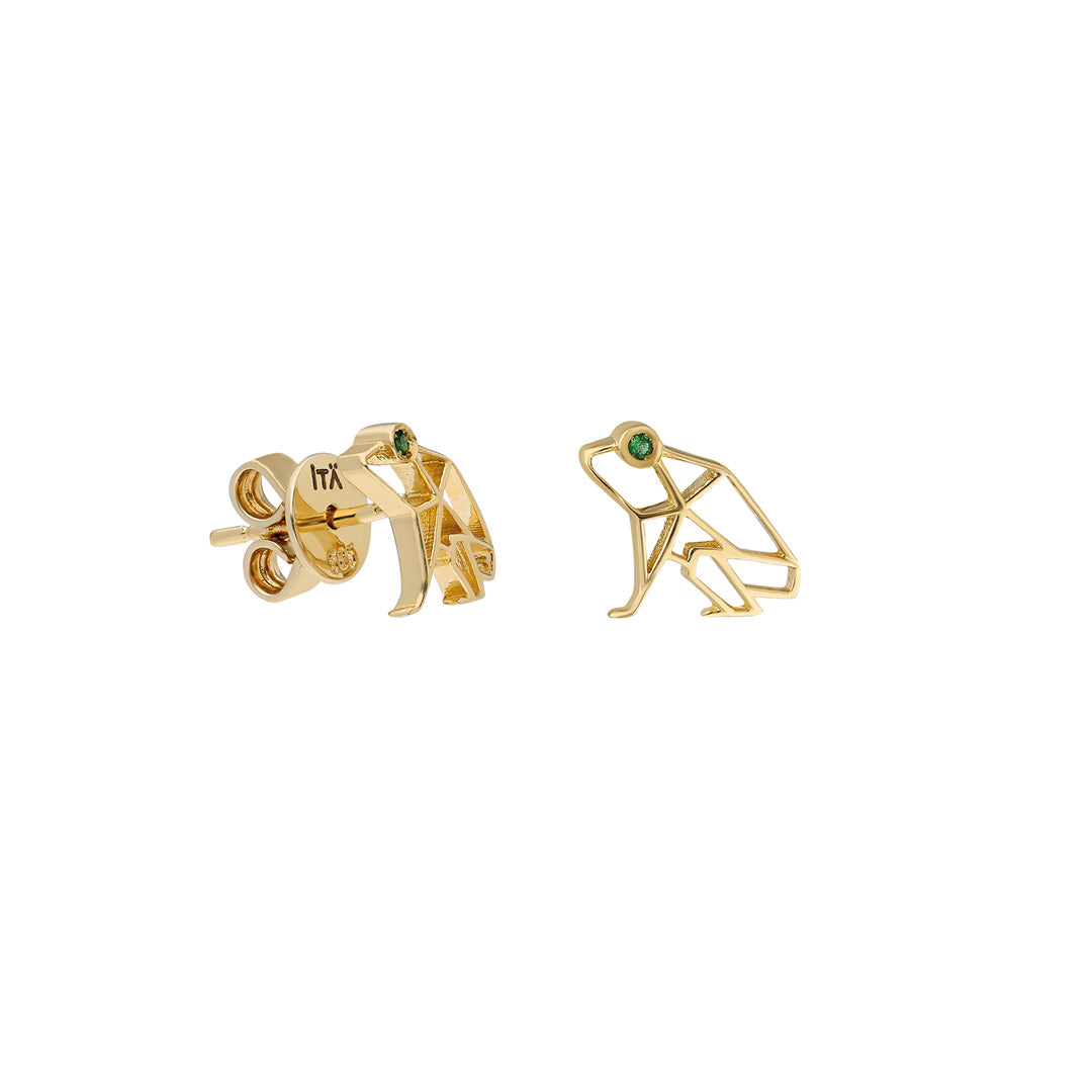 Mini “Keko” Coquí Stud Earring with Emerald Eye