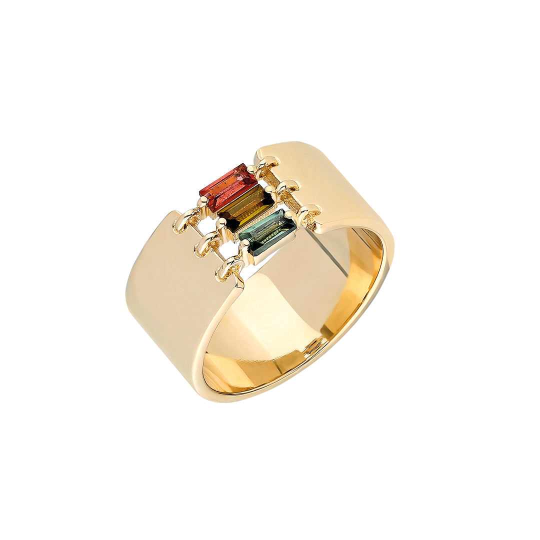 “Miri” Triple Tourmaline Baguette Cigar Band