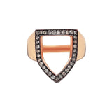 SAMPLE SALE "Open Shield" Ring in Rose Gold and Cognac Diamonds