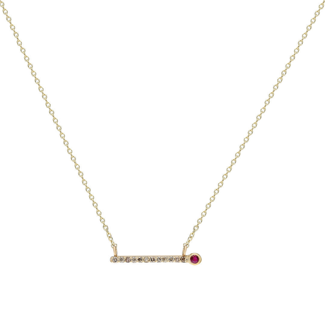 ¡Buenos Días! Small Ray Necklace - Champagne Diamonds and Ruby