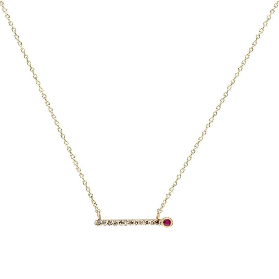 ¡Buenos Días! Small Ray Necklace - Champagne Diamonds and Ruby