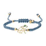 “Keko” Gold Coquí Macramé Bracelet - Emerald on Sky Blue