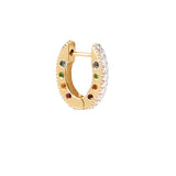 “Miri” Diamond and Rainbow Huggie Earring