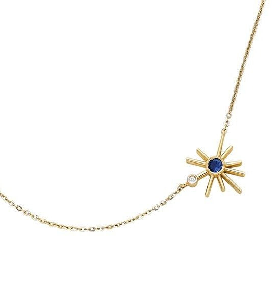 ¡Buenos Días! Mini Sun Necklace - Blue Sapphire and Diamond