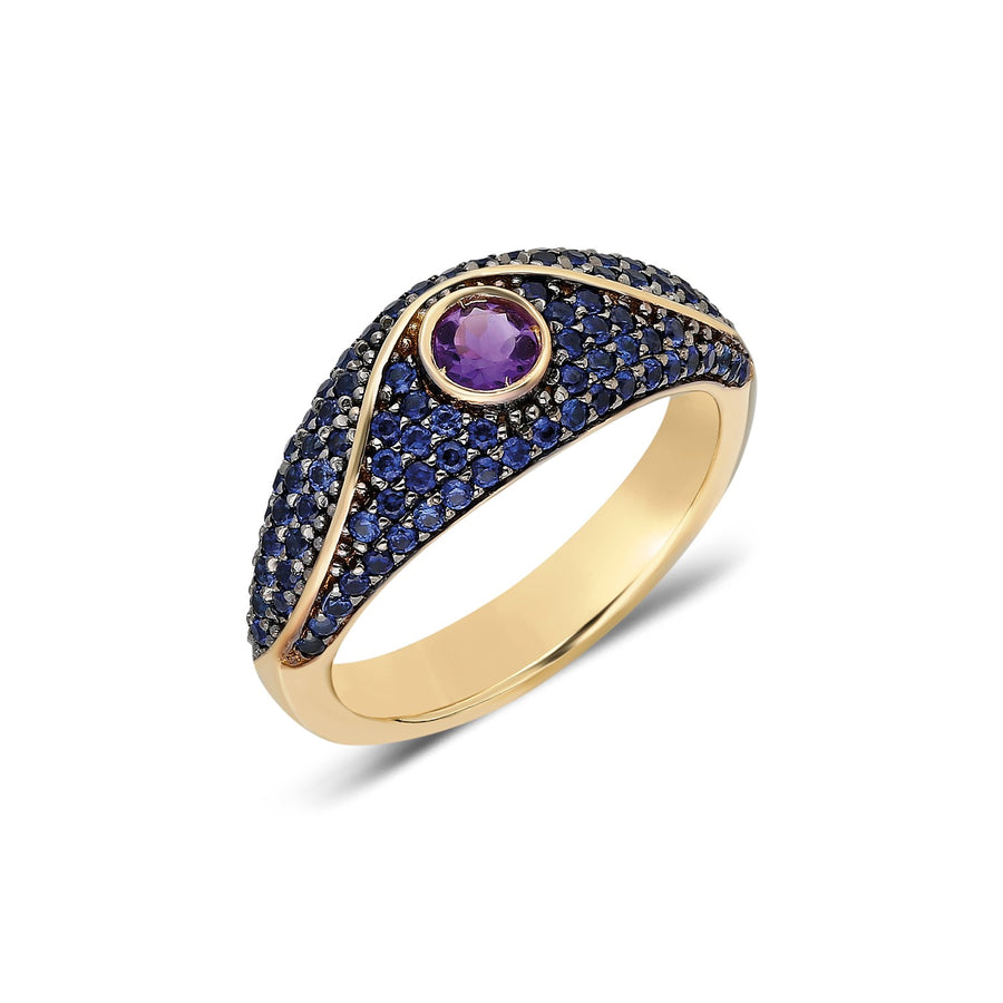 “Acu” Pavé Ring - Blue Sapphires and Amethyst