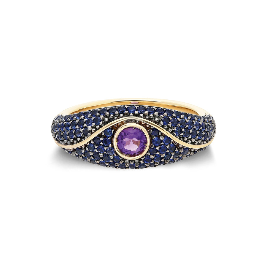 “Acu” Pavé Ring - Blue Sapphires and Amethyst