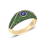 “Acu” Pavé Pinky Ring - Tsavorites and Blue Sapphire