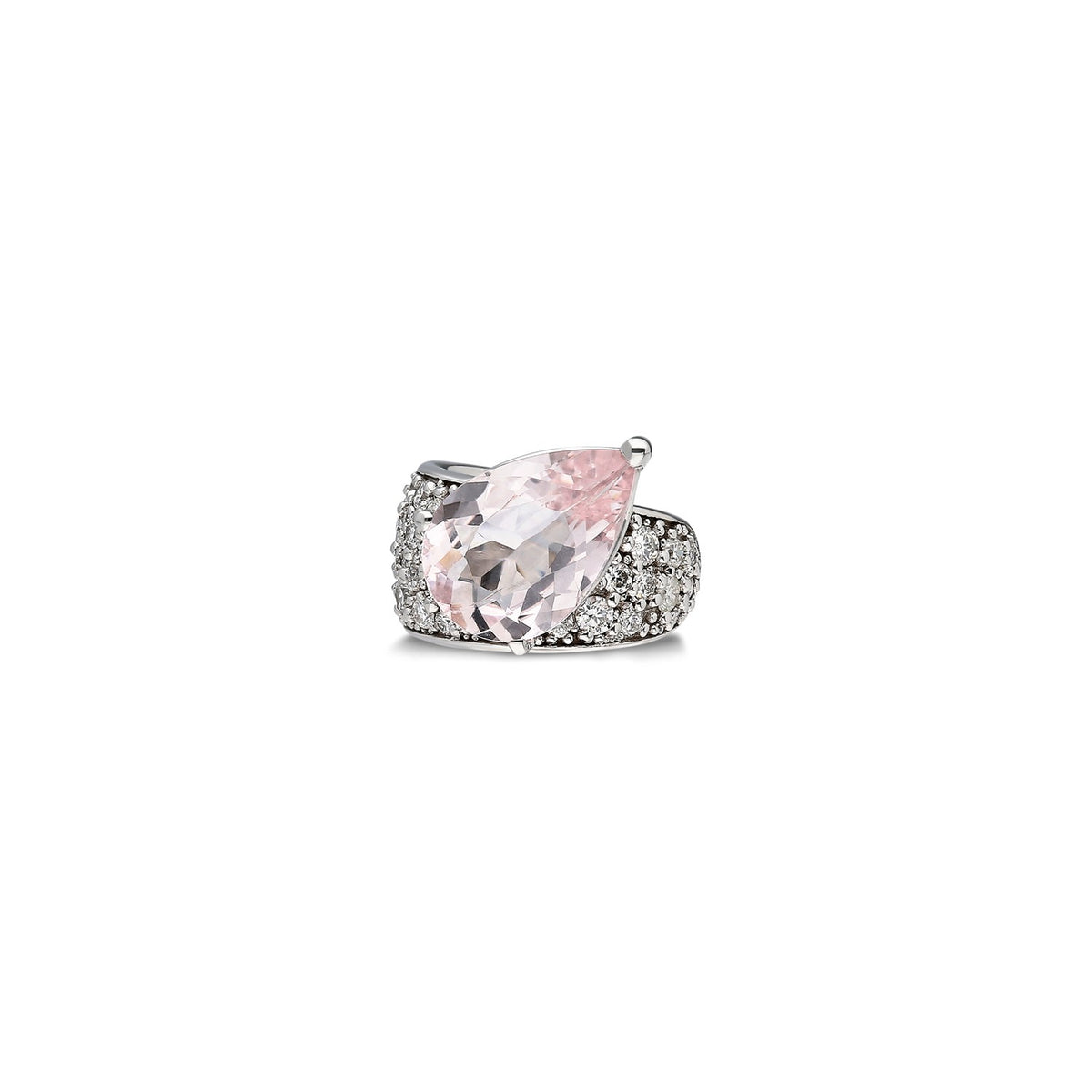 “Alma” Pavé Diamond and Pear-shaped Morganite Ear Cuff (no piercing)