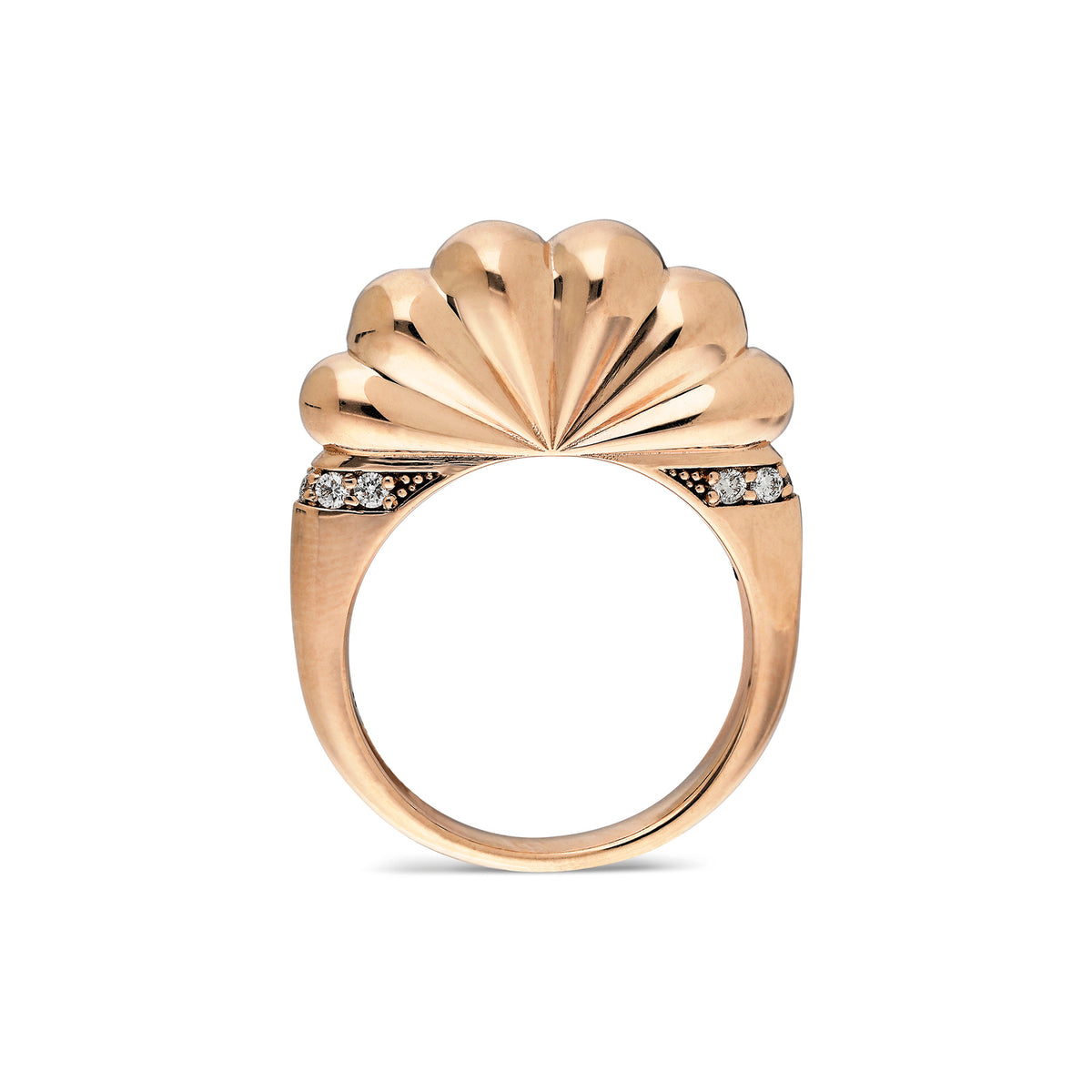 "Bahía" Shell Ring - Rose Gold with Champagne Diamonds