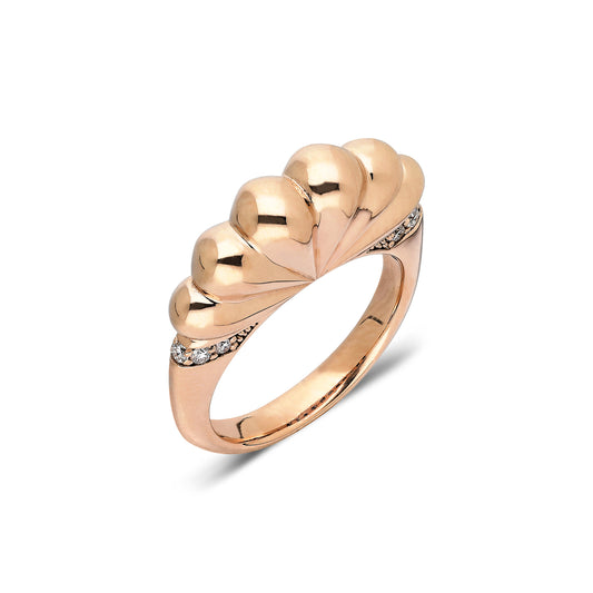 "Bahía" Shell Ring - Rose Gold with Champagne Diamonds