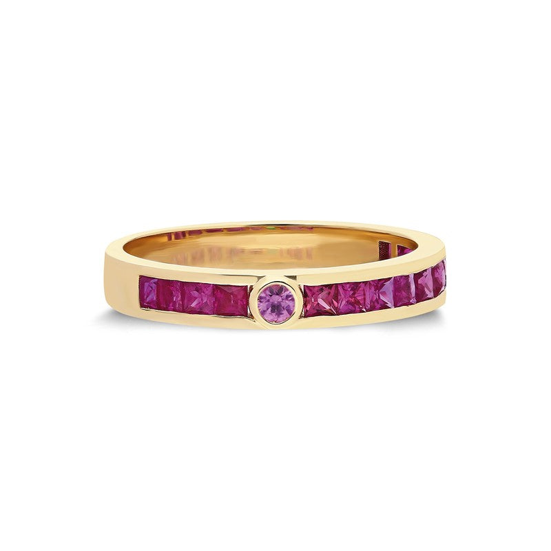 ¡Buenos Días! Mega Ray Stacker Ring - Rubies and Amethyst