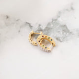“Miri” Diamond and Rainbow Huggie Earring