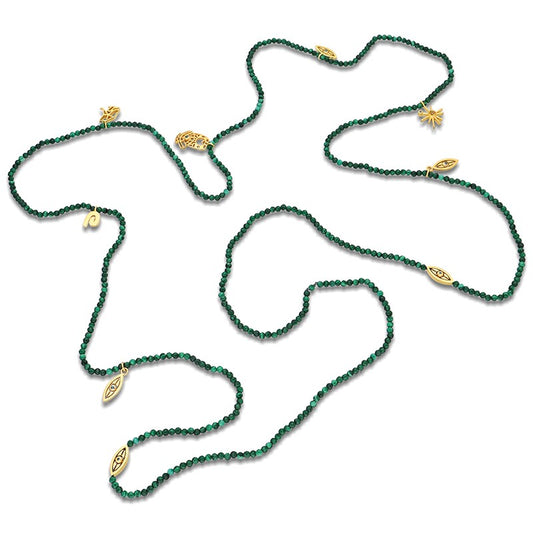 “Encantada” Beaded Charm Necklace - Malachite