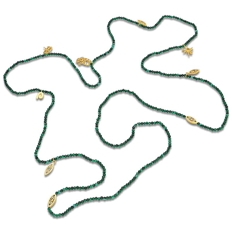 “Encantada” Beaded Charm Necklace - Malachite