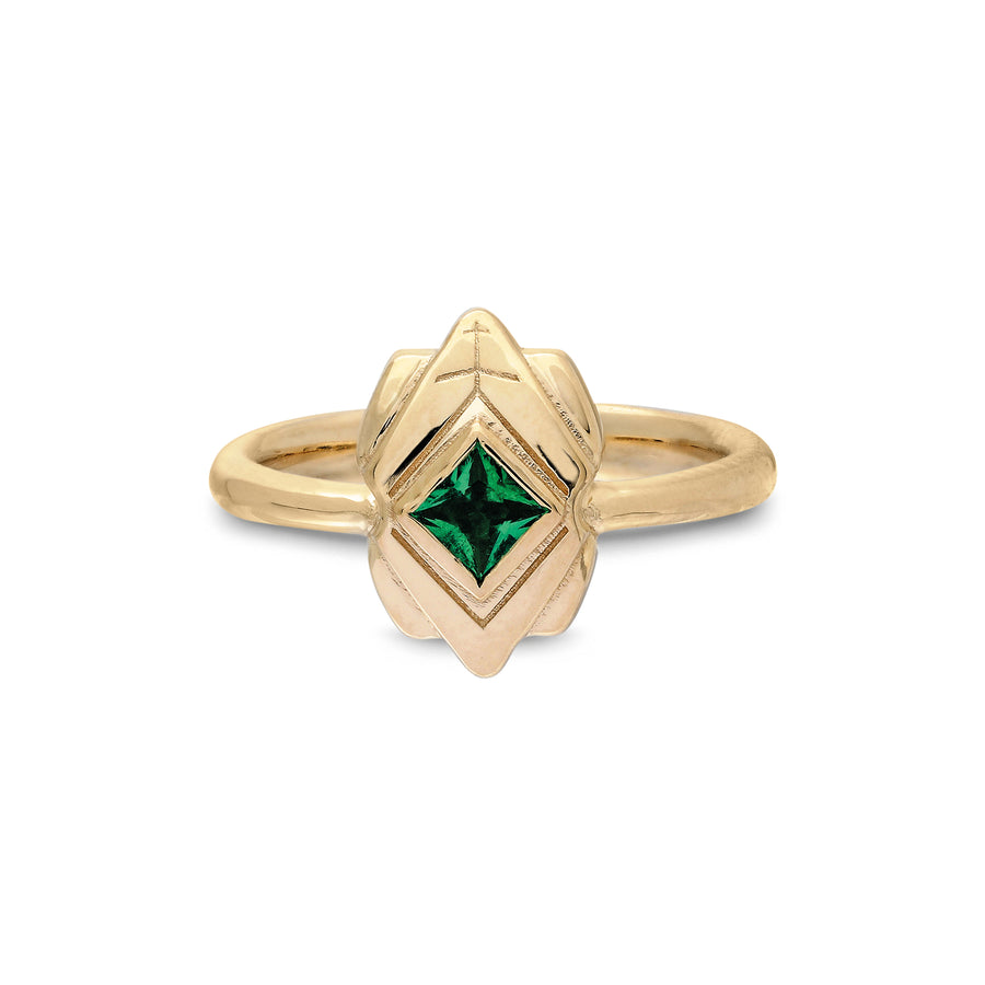 "Tona" Mini Frog Ring - Emerald