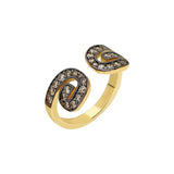 “Txirimiri” Cognac Diamond Bling Ring - Coffee