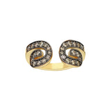 “Txirimiri” Cognac Diamond Bling Ring - Coffee